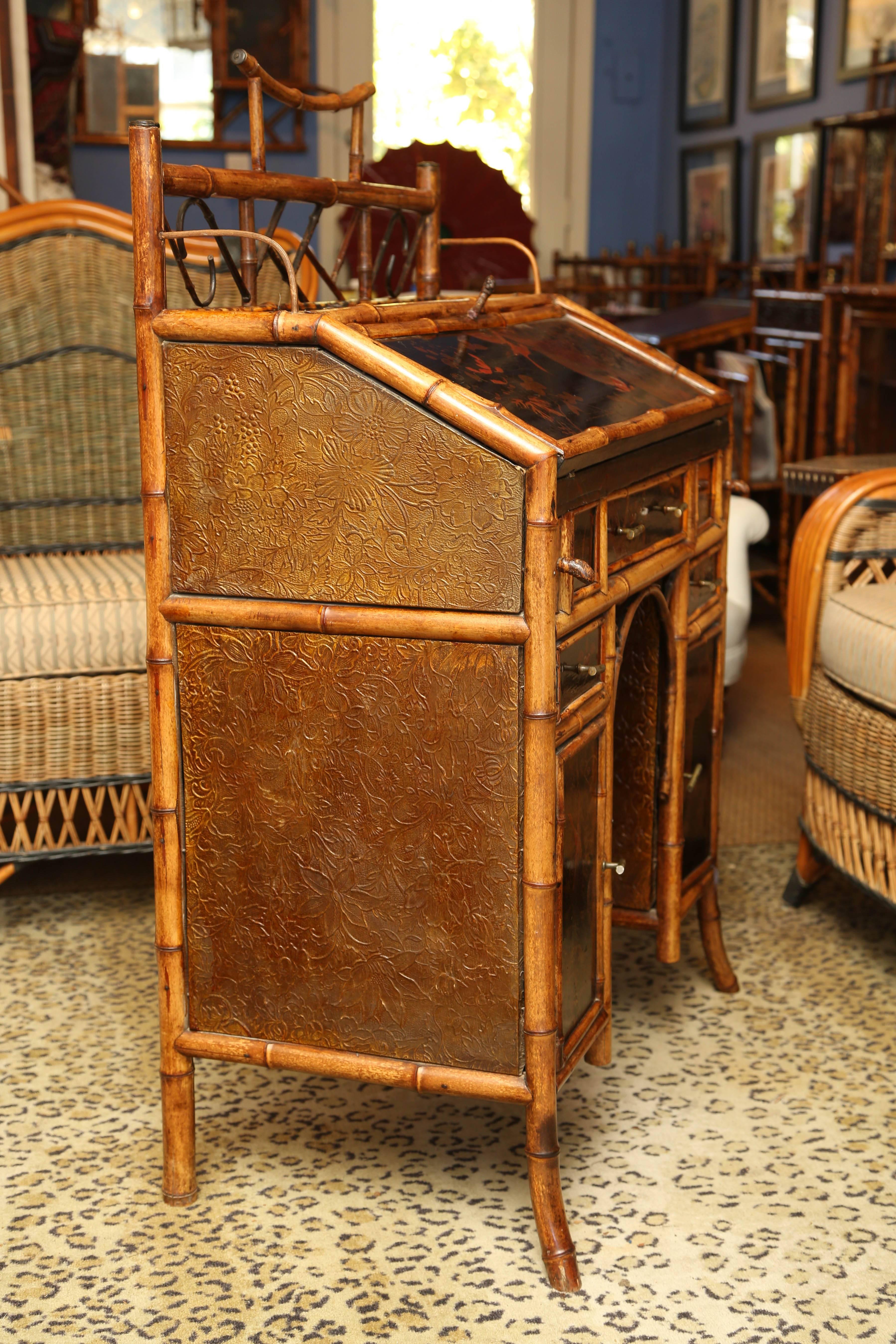 Beautiful 19th Century English Bamboo Ladies Knee-Hole Desk 4