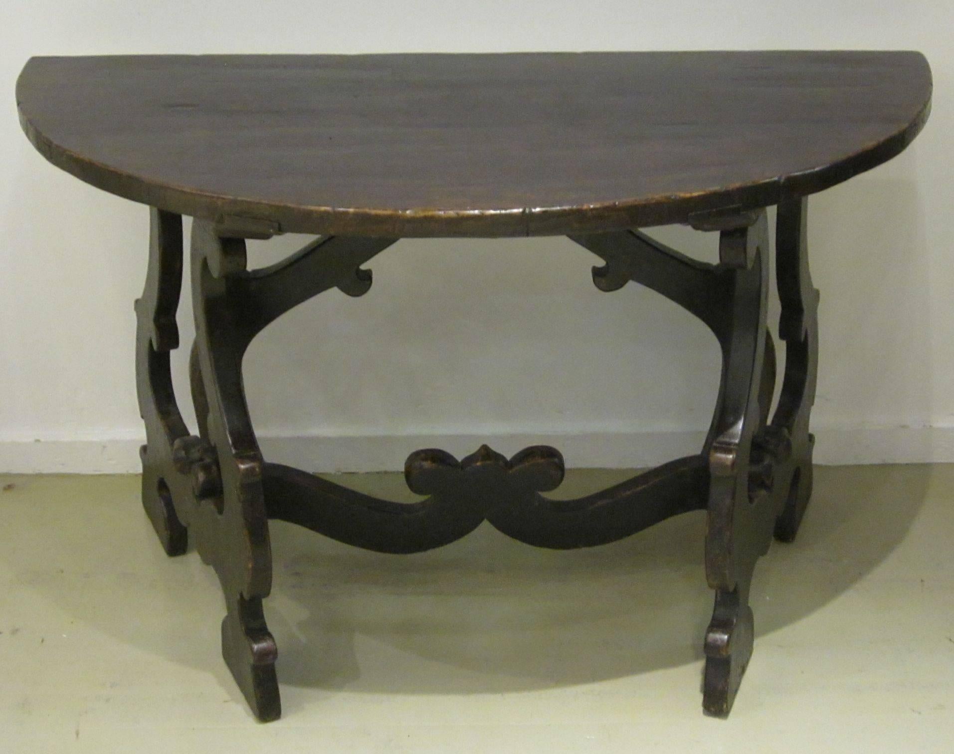 18th Century and Earlier 18th Century Demilune Refectory Table, Italy