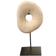 Smooth White Stone Disc, Indonesia, Contemporary