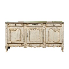 French Louis XV Style Off-White Painted Wood Enfilade with Drawers and Doors