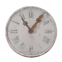 Large French 1880s Zinc Decorative Clock Face with Roman Numerals and Iron Hands