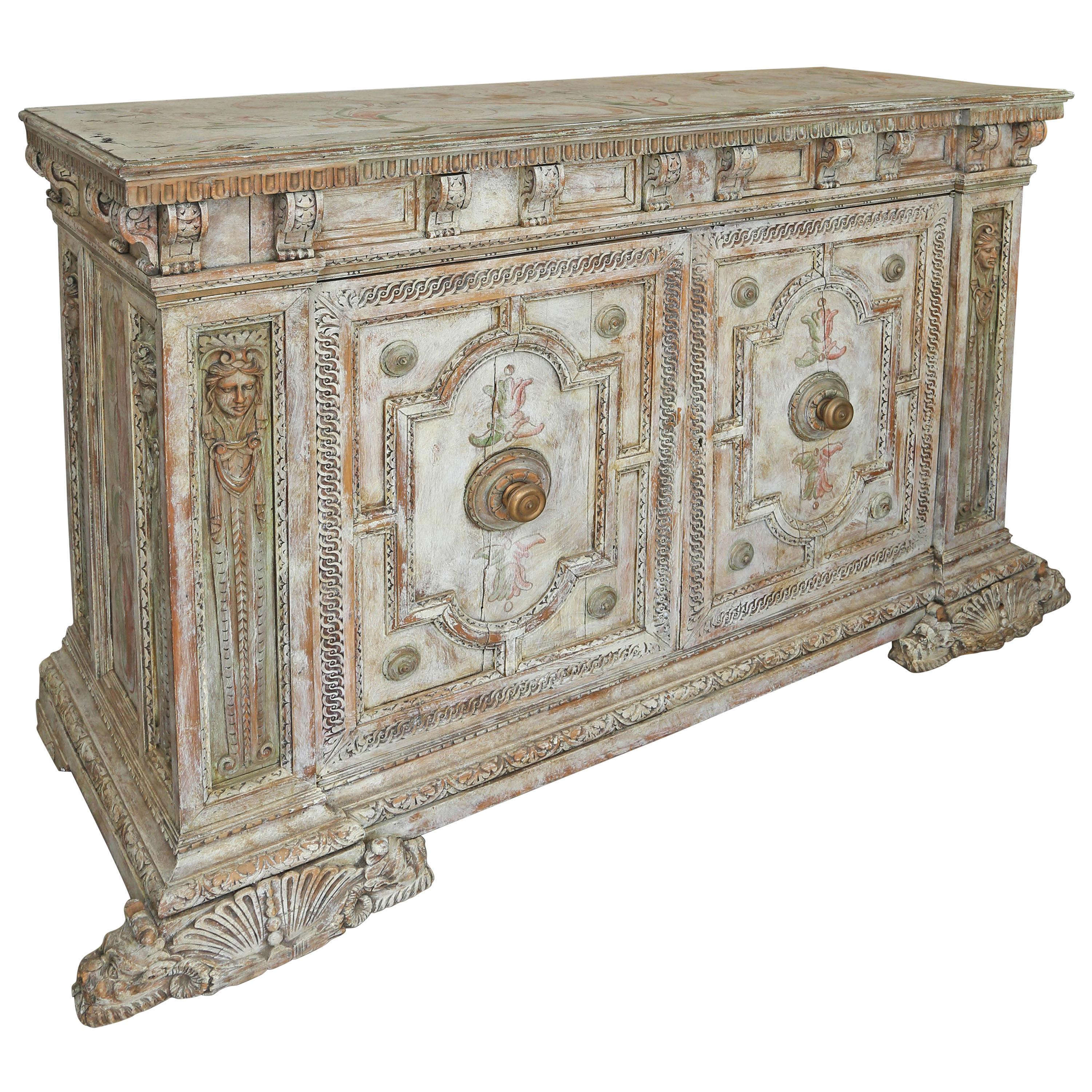 Superb 18th c. Hand Paint Italian Two-Door Cupboard from Gianni Versace Mansion