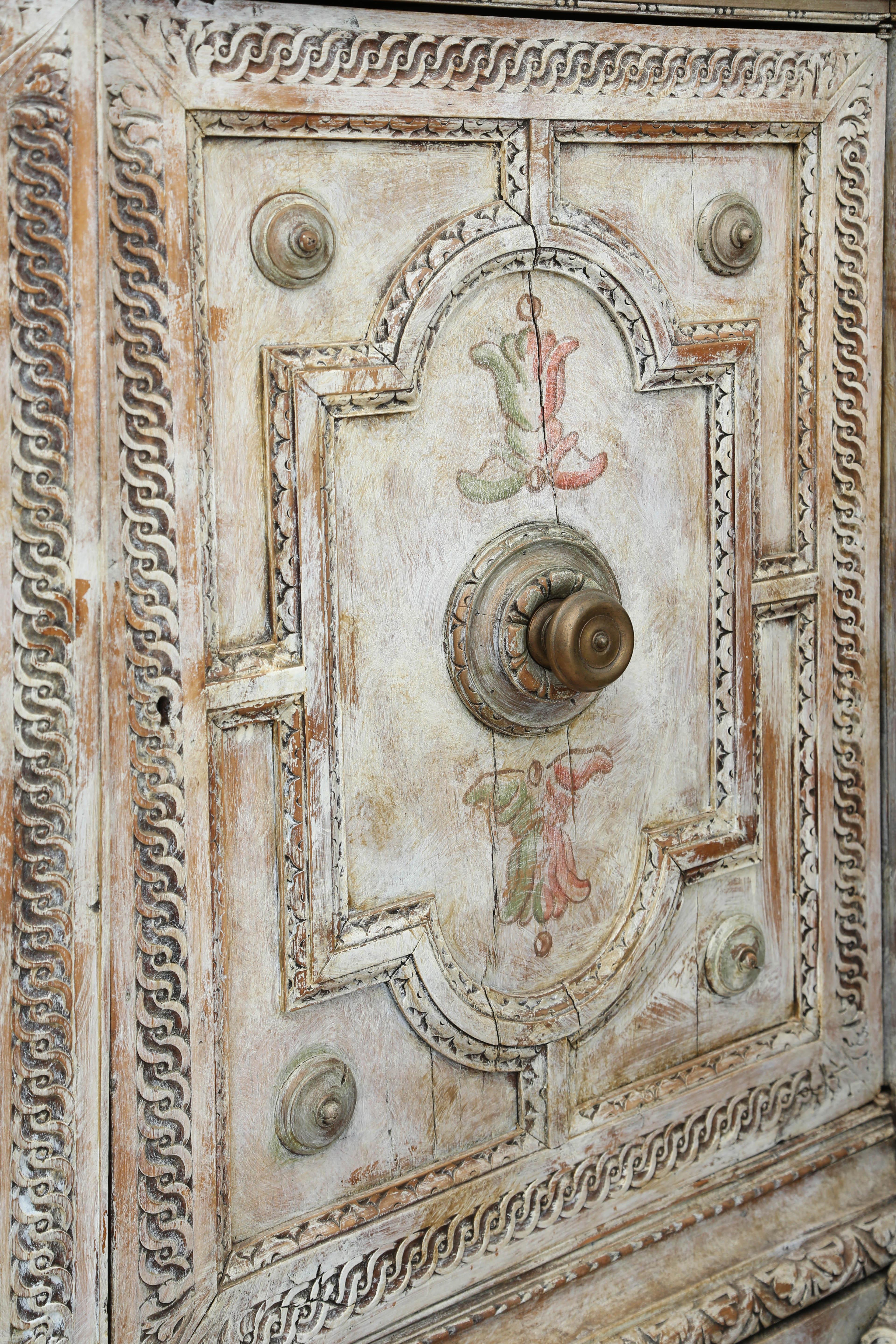 18th Century and Earlier Superb 18th c. Hand Paint Italian Two-Door Cupboard from Gianni Versace Mansion