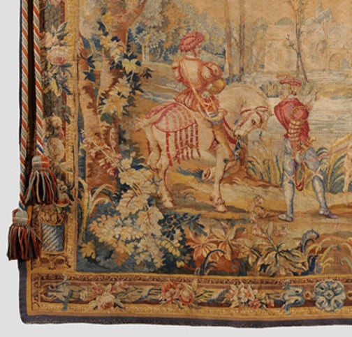 French Aubusson Style Tapestry, Hunting Scene