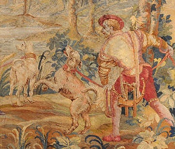 Aubusson Style Tapestry, Hunting Scene In Good Condition In Montreal, QC