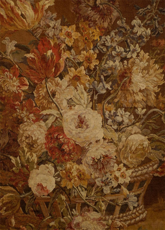 Woven French 19th Century Aubusson Tapestry Depicting a Lively Bouquet of Flowers For Sale