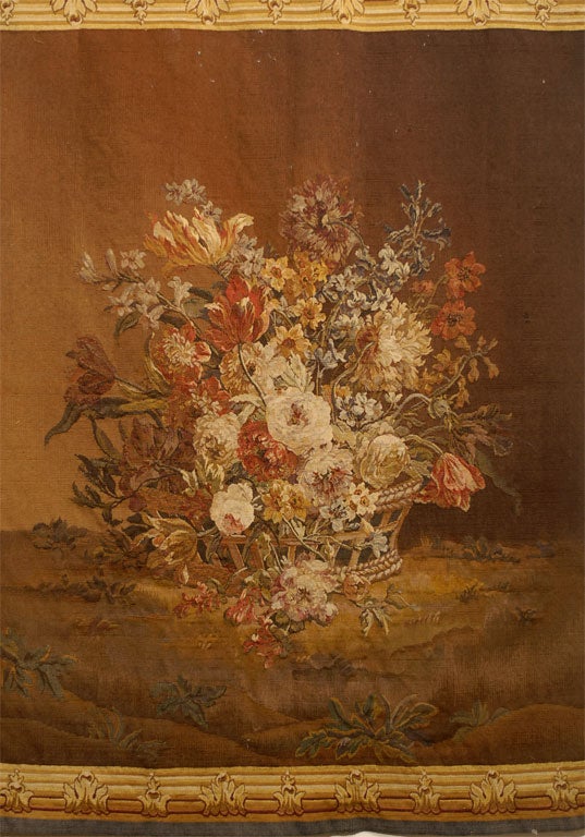 French 19th Century Aubusson Tapestry Depicting a Lively Bouquet of Flowers In Good Condition For Sale In Atlanta, GA