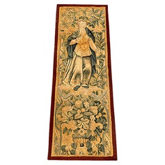 Historischer flämischer Wandteppich aus dem 17. Jahrhundert, vertikal ausgerichtet mit weiblicher Figur
