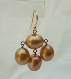 Marina J. Barockgoldfarbene Perlenohrringe mit 14 k Goldhaken