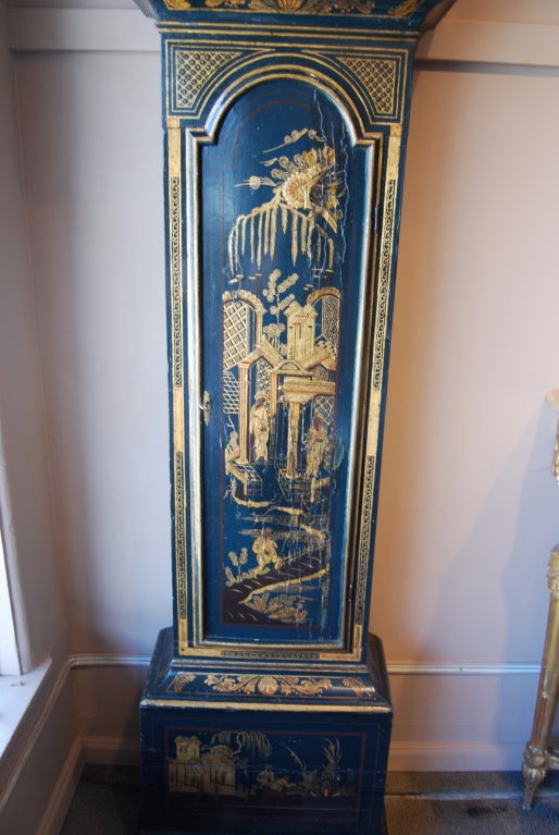 George III Blue Lacquer Longcase Clock In Good Condition For Sale In Vancouver, BC