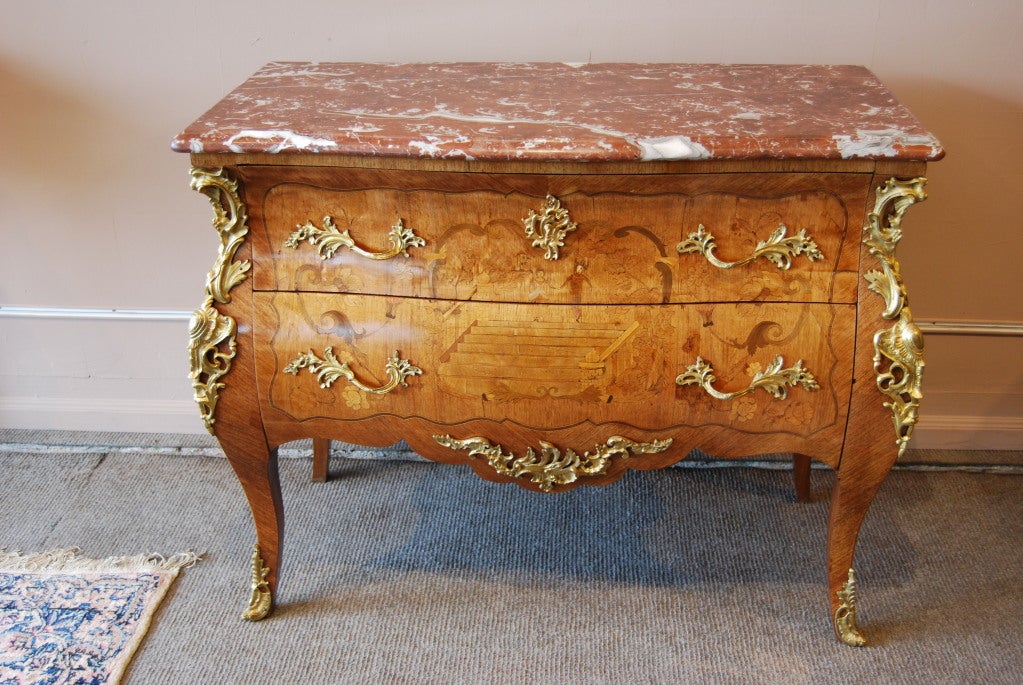 Marquetry inlaid Kingwood and Rosewood Commode stamped DAIDEF
