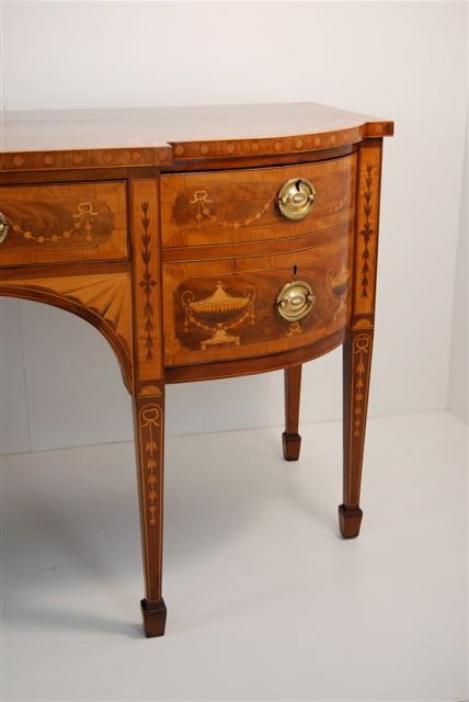 English Marquetry Inlaid Mahogany Sideboard For Sale