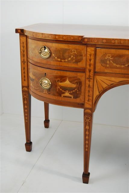 18th Century and Earlier Marquetry Inlaid Mahogany Sideboard For Sale