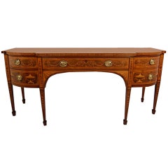 Antique Marquetry Inlaid Mahogany Sideboard