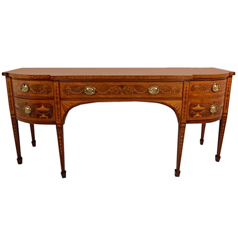 Marquetry Inlaid Mahogany Sideboard For Sale
