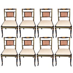 Set of 8 
Ebonized Regency Style Side Chairs.