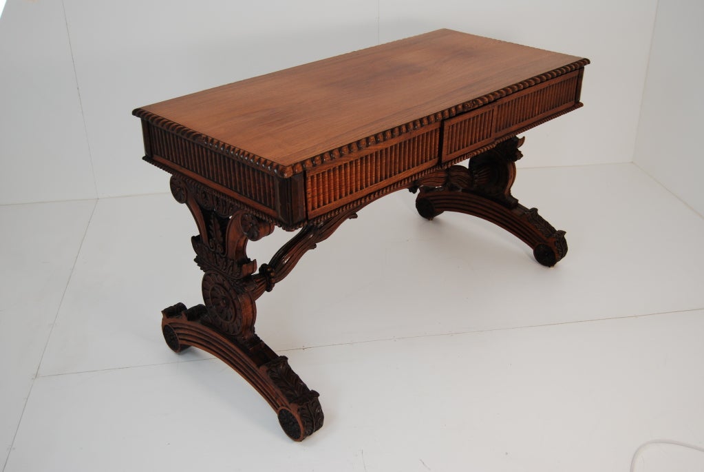 19th Century Anglo Indian padauk wood writing table For Sale