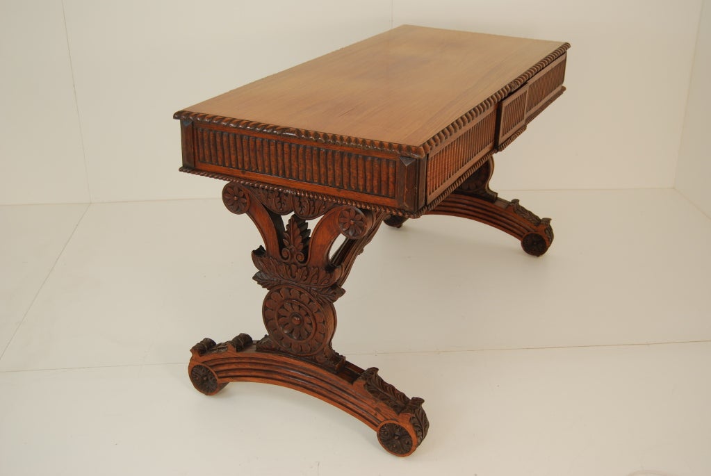 Anglo Indian padauk wood writing table For Sale 1