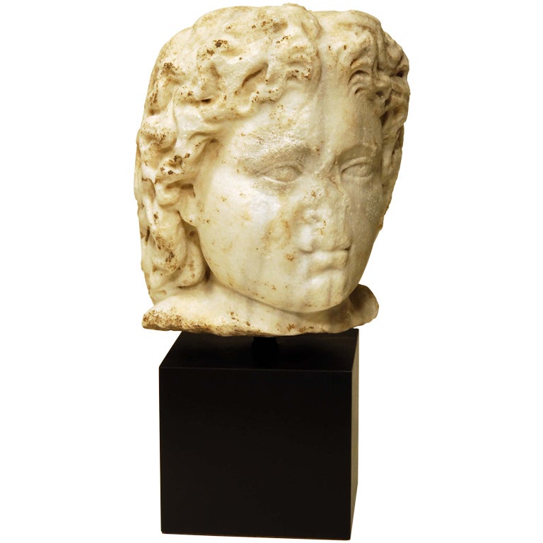 Roman Marble Head of a Youth For Sale