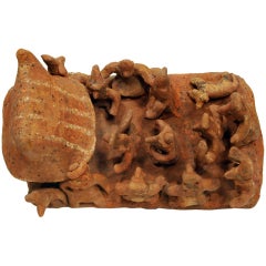 Antique Pre Columbian Nayarit Pottery Vilage Platform Scene