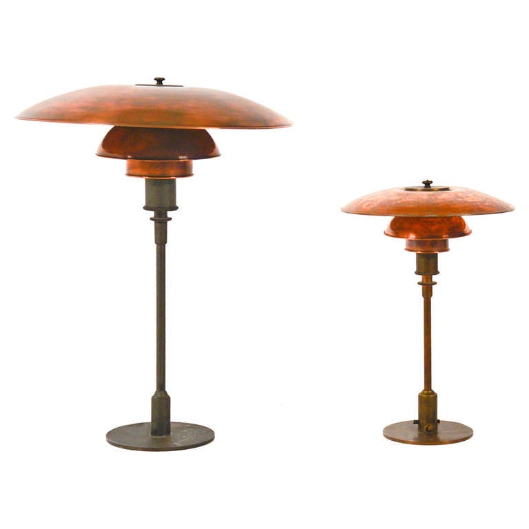 Rare copper PH3/2 by Poul Henningsen for Louis Poulsen, 1929, Patented. For Sale
