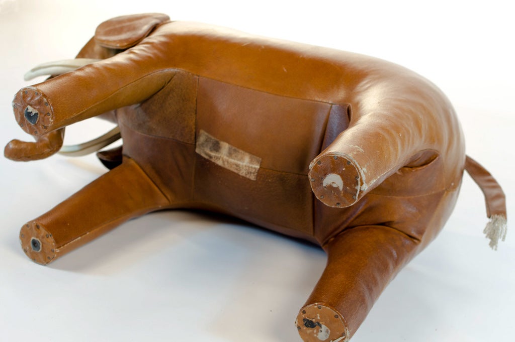 Mid-20th Century Big Leather Elephant Abercrombie & Fitch For Sale