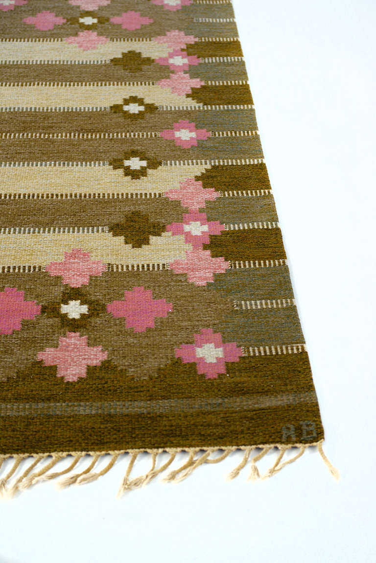 Beautiful rare swedish handwoven carpet by Anne Marie Boberg. 3