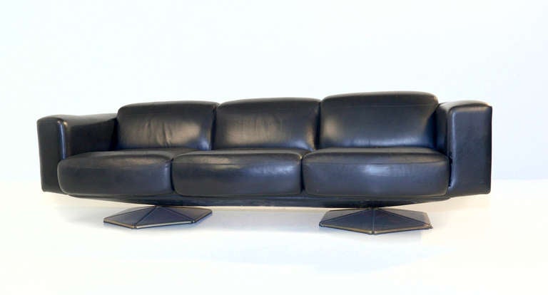 Leather Very rare Finnish Prisma sofa by Voitto Haapalainen For Sale