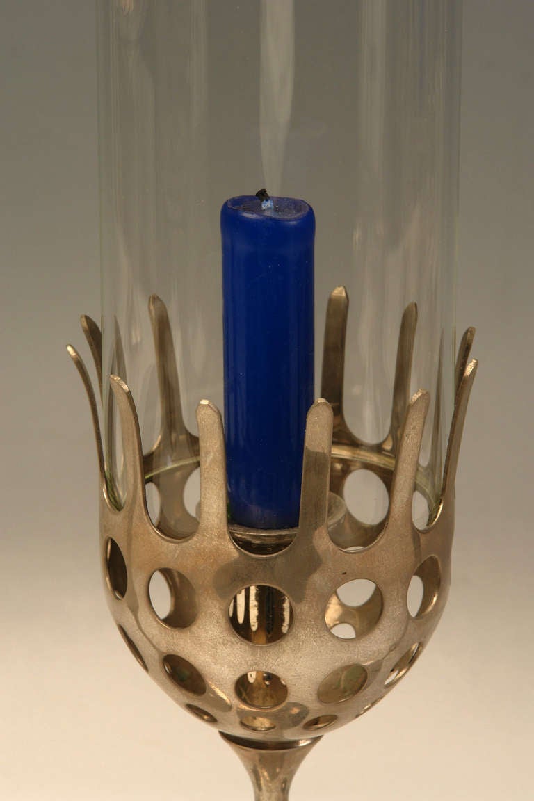 Brass 6 solid brass hurricane candlesticks , Bjorn Wiinblad Studio.  Winblad.