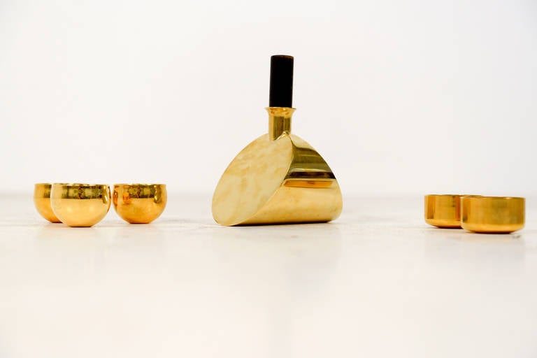 Rare cognac Carafe & Gold Cups By Pierre Forssell