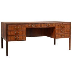 Rare Ole Wanscher desk in rosewood & braas