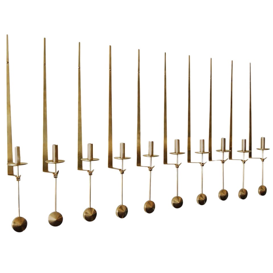Set of 14 Wallmounted Elegant Candles Designed by Pierre Forsell For Sale