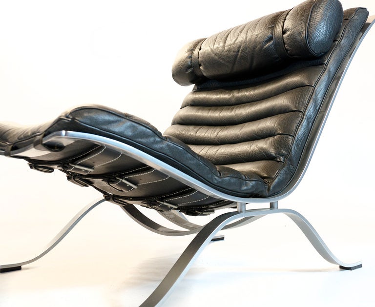 Steel Super Ari lounge chair with ottoman, Arne Norell