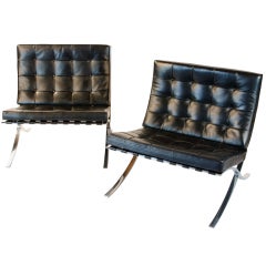 2 chaises vintage knoll Barcelone de Mies van der Rohe