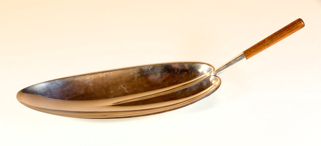 Big Silver Tapio Wirkkala plate with rio palisander handle