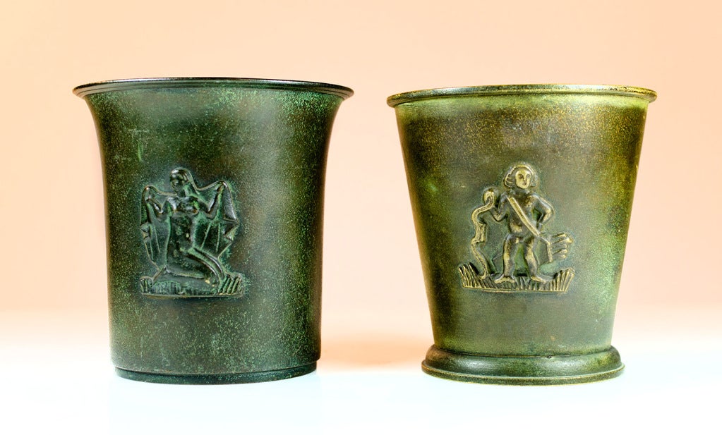 3 bronze Swedish Ystad vases about 1930