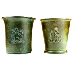 3 bronze Swedish Ystad vases about 1930