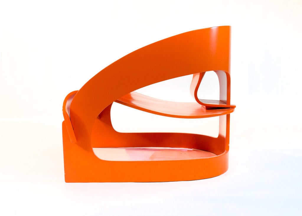 Joe Colombo's Plywood 4801 Lounge Chair  For Kartell 1