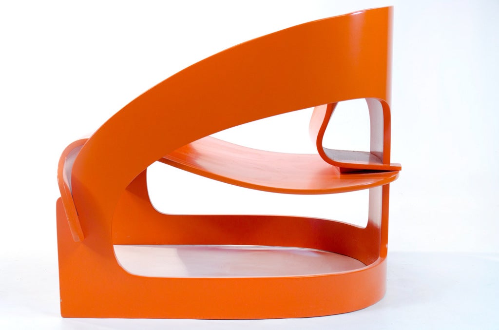 Joe Colombo's Plywood 4801 Lounge Chair  For Kartell 2