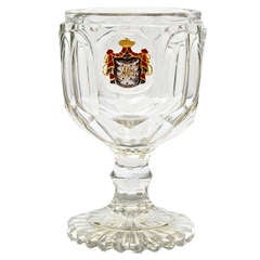 Coloured Sulphide Russian Armorial Cut Glass Goblet