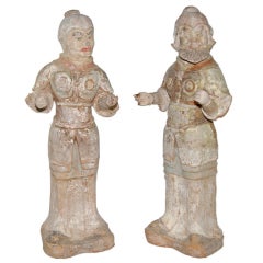 Pair of Chinese Pottery Warriors