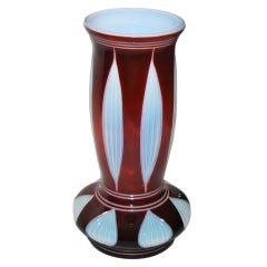 Antique Cut Overlay Opaline Vase