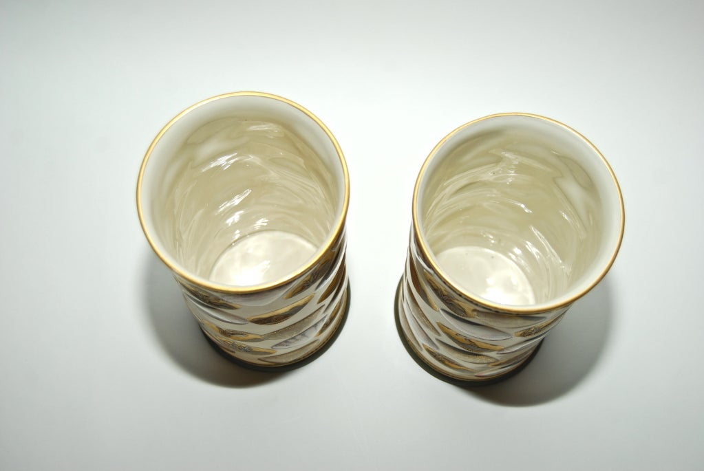 Pair of Royal Worcester "Aesthetic Movement" Conchology Vases