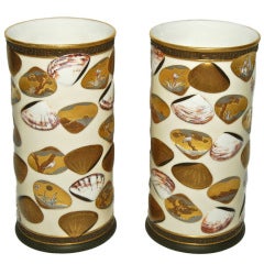 Pair of Royal Worcester "Aesthetic Movement" Conchology Vases