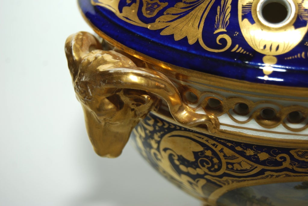 Pair of Derby Porcelain Potpourri Urns