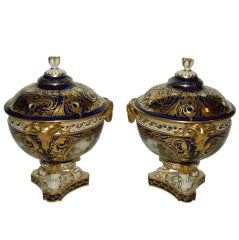 Pair of Derby Porcelain Potpourri Urns