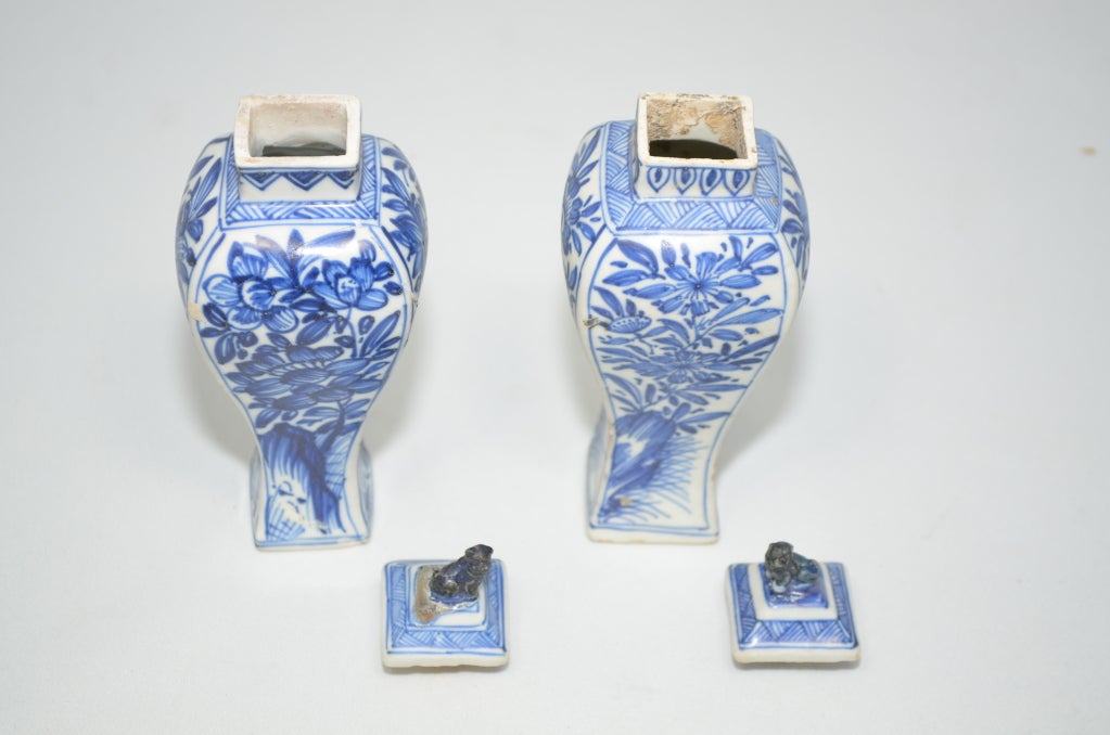 Chinese Blue and White Baluster Vases & Covers For Sale