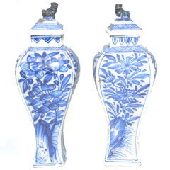 Blue and White Baluster Vases & Covers