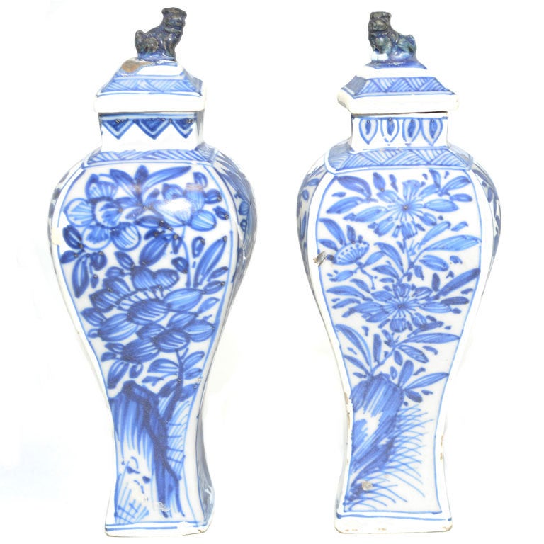 Blue and White Baluster Vases & Covers For Sale