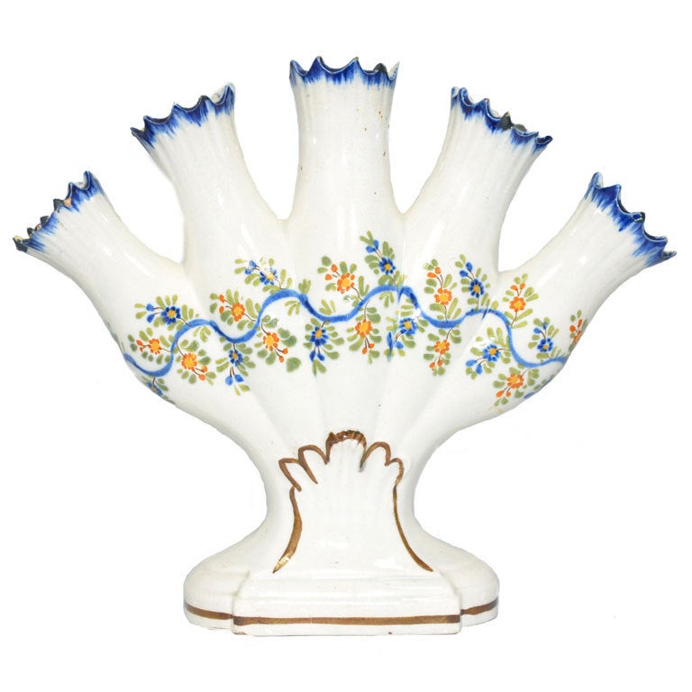 Decorated Pearlware Quintal Vase For Sale